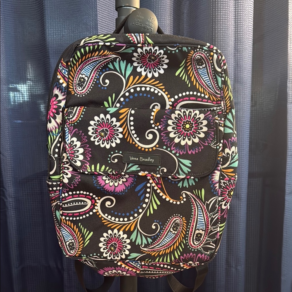 Vera Bradley Black Backpack with Intricate Paisley Pattern